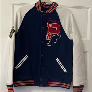 Polo by Ralph Lauren Varsity Jacket in Navy, White, and Orange